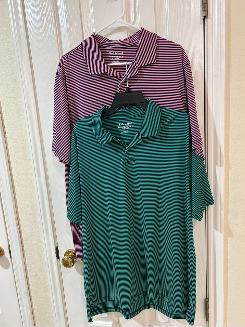Saddlebred Striped Polo Duo in Green and Purple